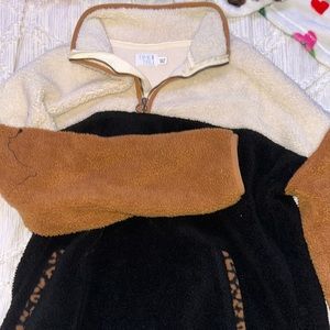 Sherpa cheetah, print large quarter zip